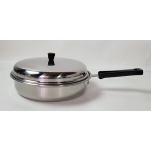 Vtg Carlton Ware Stainless Steel 4 Cup Egg Poacher Skillet Set with Lid 10 Inch